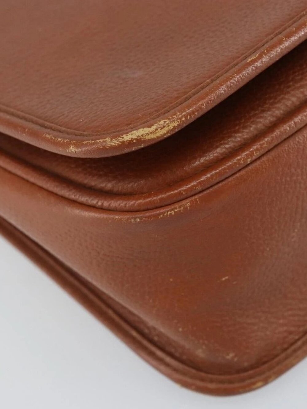 SAINT LAURENT Shoulder Bag Leather Brown Gold Auth BA9512 - Picture 5 of 16